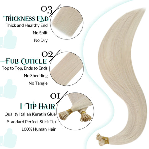 platinum blonde i tip human hair extensions