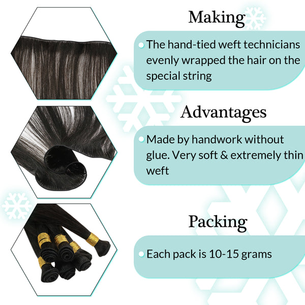 Details of Hand Tied Hair Weft