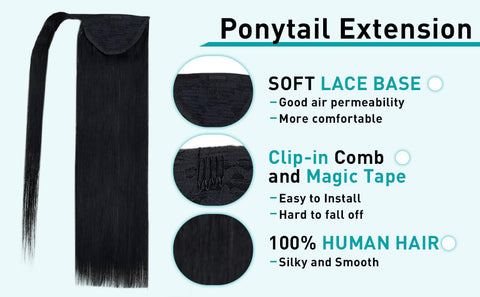 ponytail hair extensions black