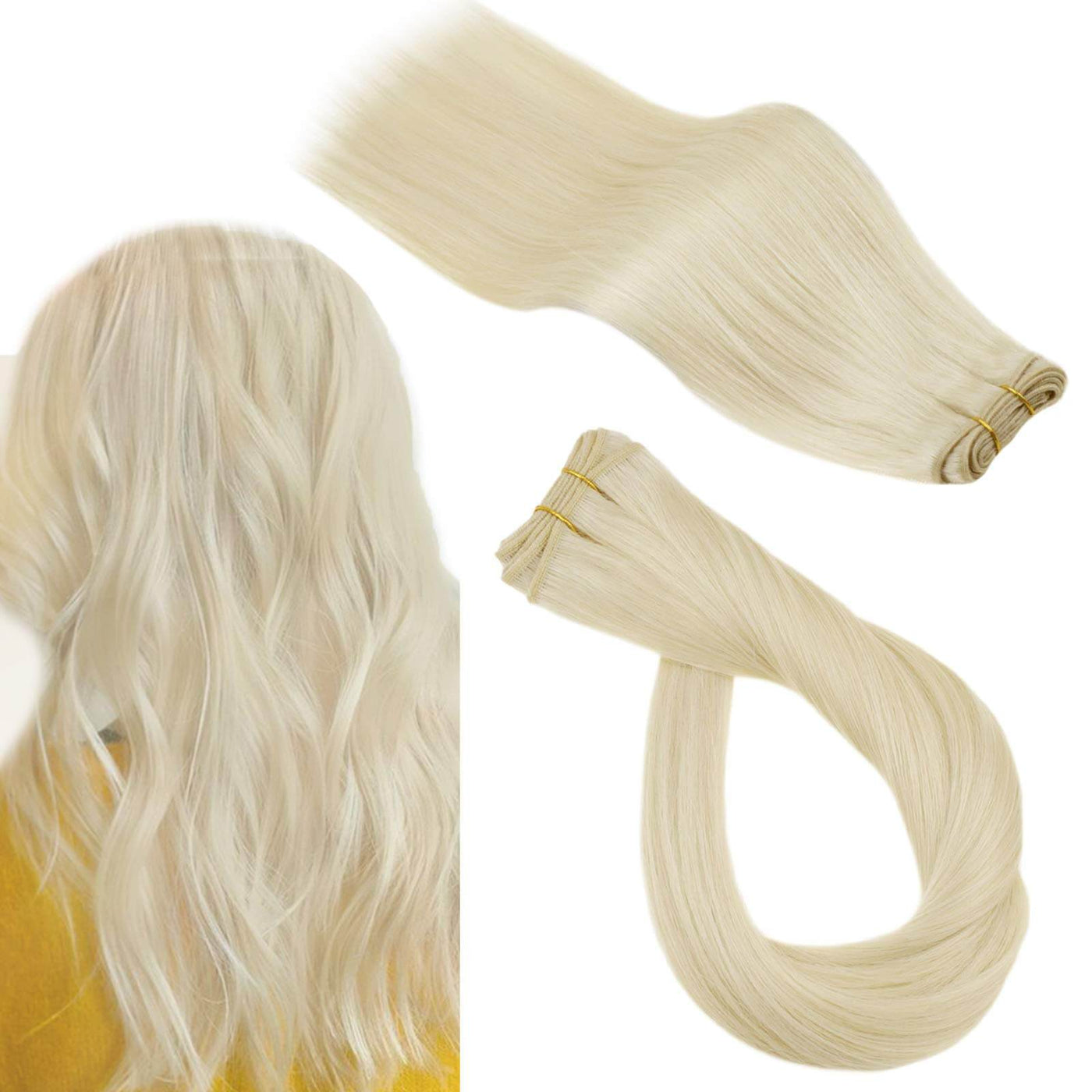 Hair Bundles Platinum Blonde Remy Human Hair Remy Extensions #60 – RUNATURE