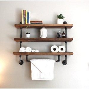 Metal Pipe Bath Towel Holder With Three Shelves Barristerjoiner