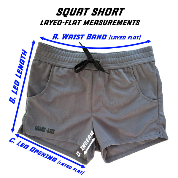 Squat Short layed flat measurements