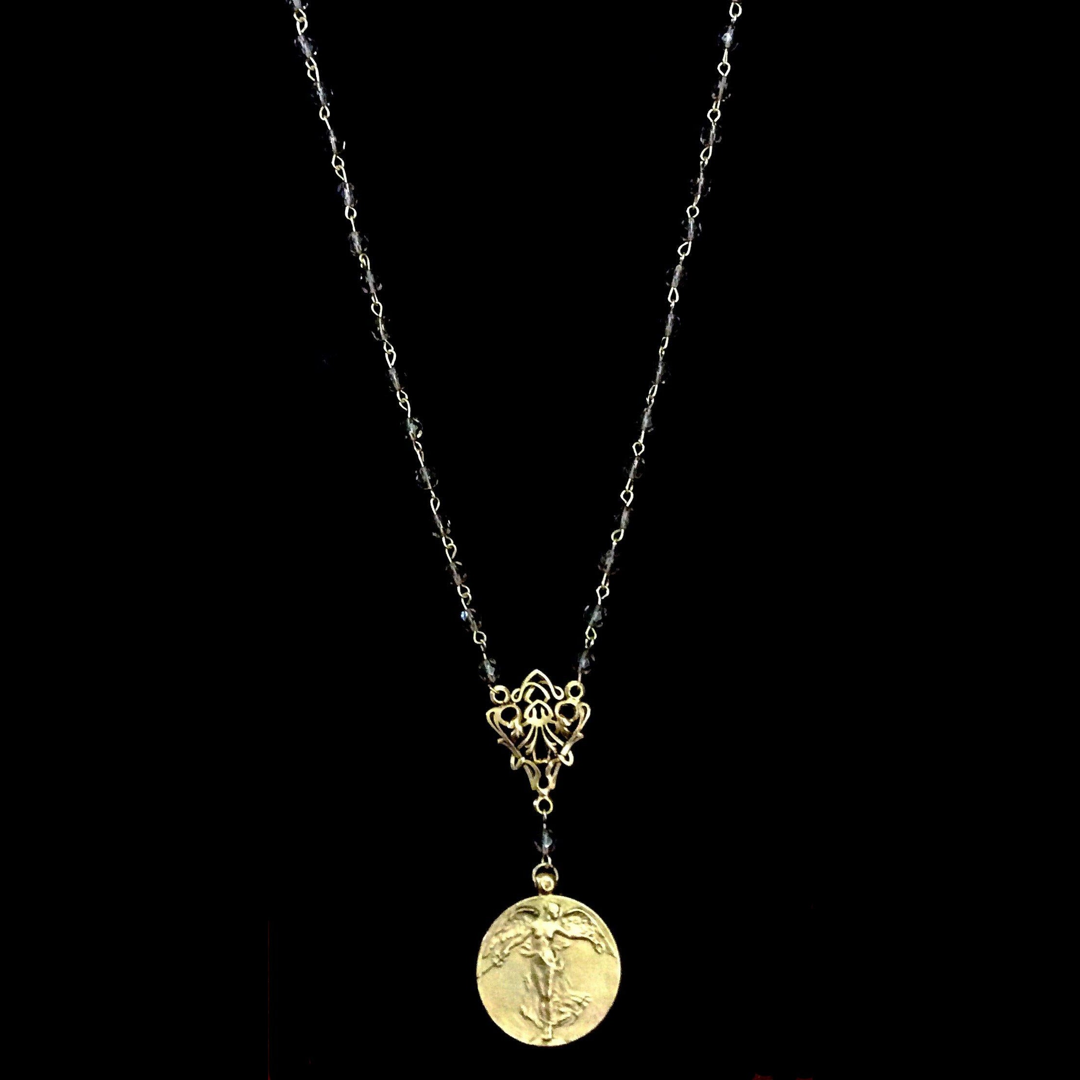 Muriel the Angel of Peace & Victory Black Diamond & Gold Necklace by W ...