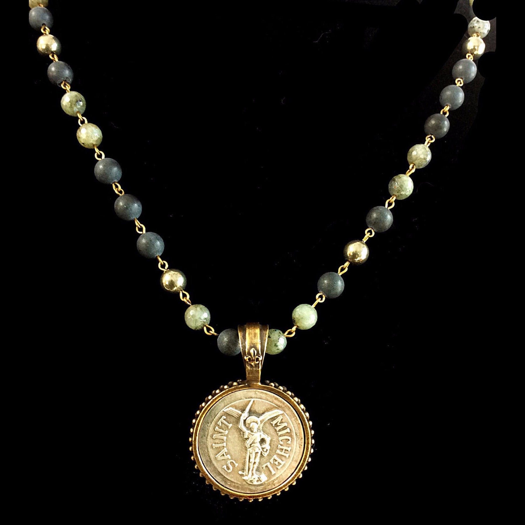 French Kande Fleur de Lis Cross Channel Necklace in Gold - Whispering ...