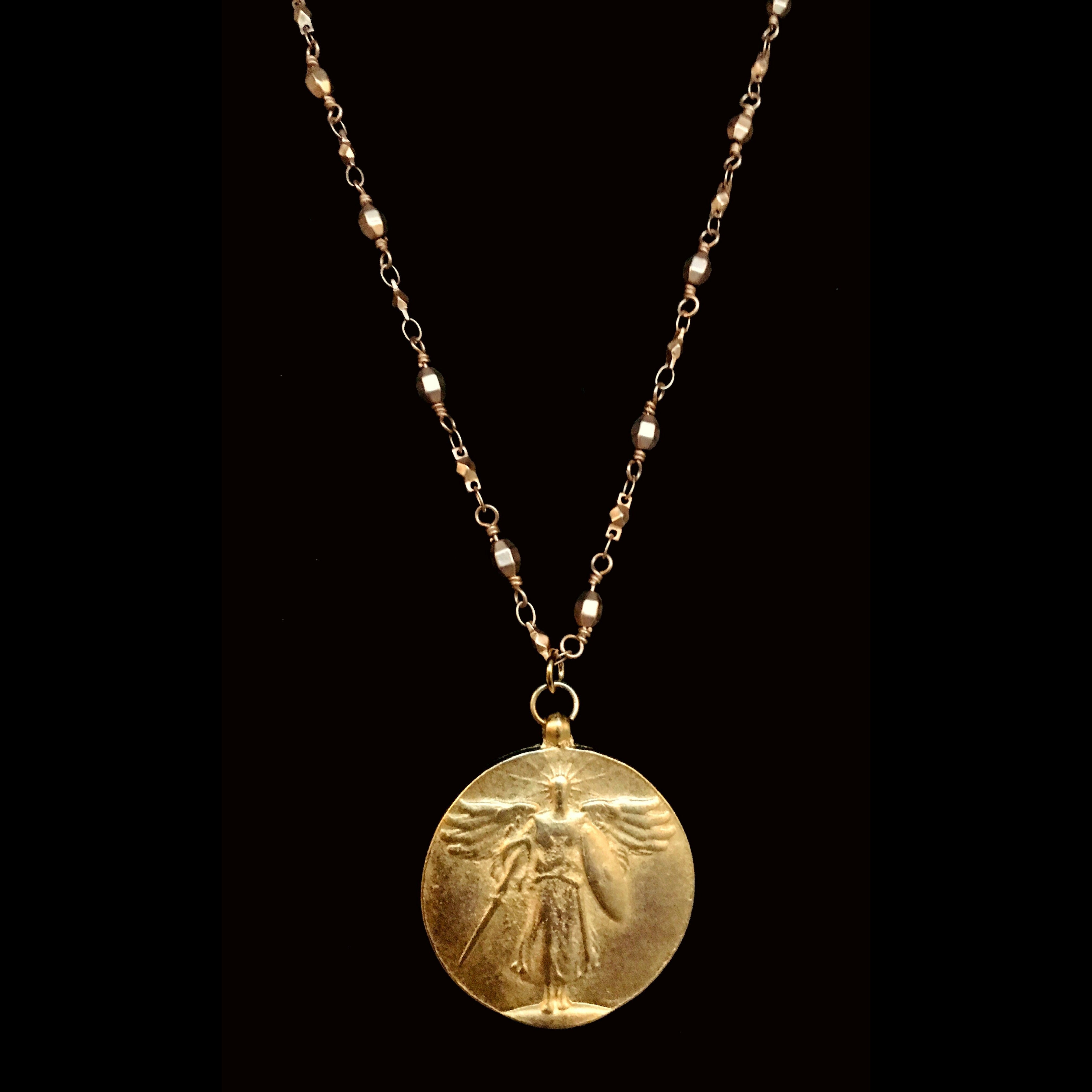 St. Michael Victory Medallion Chain Necklace by Whispering Goddess - G ...