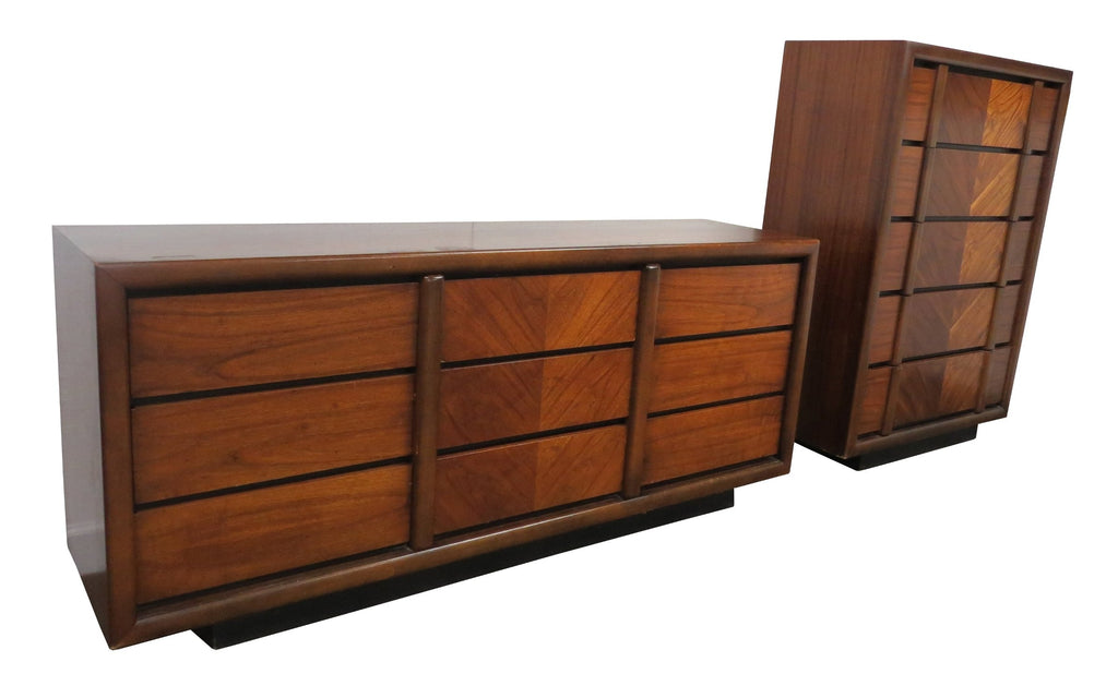 Vintage Rosewood And Walnut 9 Drawer Dresser By Lane Furniture