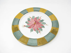 Vintage 1996 Laurie Gates Designs Ceramic Platter with Poinsettia Design