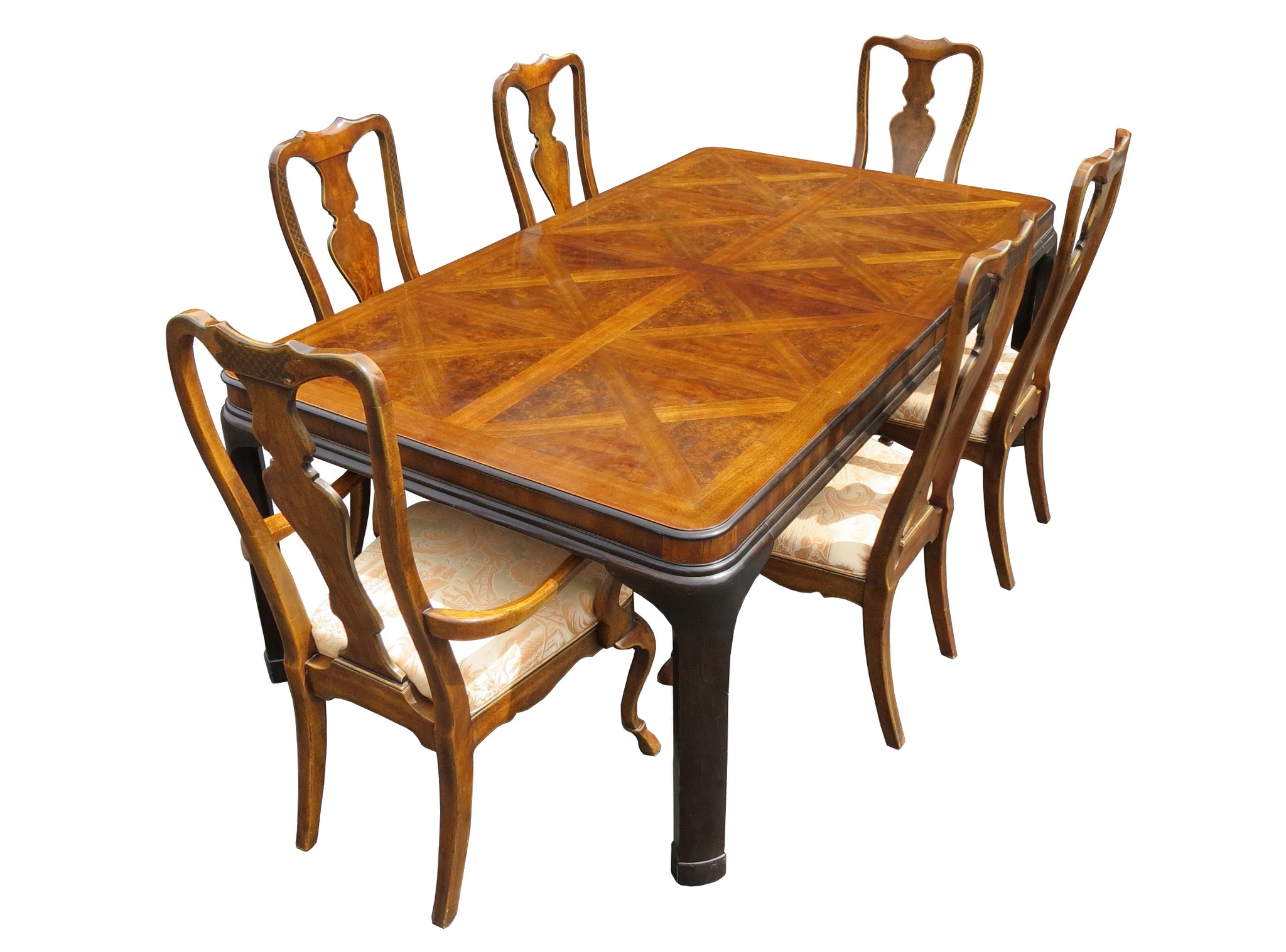 Vintage Drexel Heritage Walnut Mahogany Dining Set Table 6 Chair Edgebrookhouse
