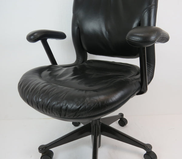 Vintage Herman Miller Black Leather Office / Task Chairs - a Pair