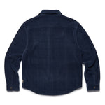 Men's Navy Striped Fleece Button-Up Shirt Jacket