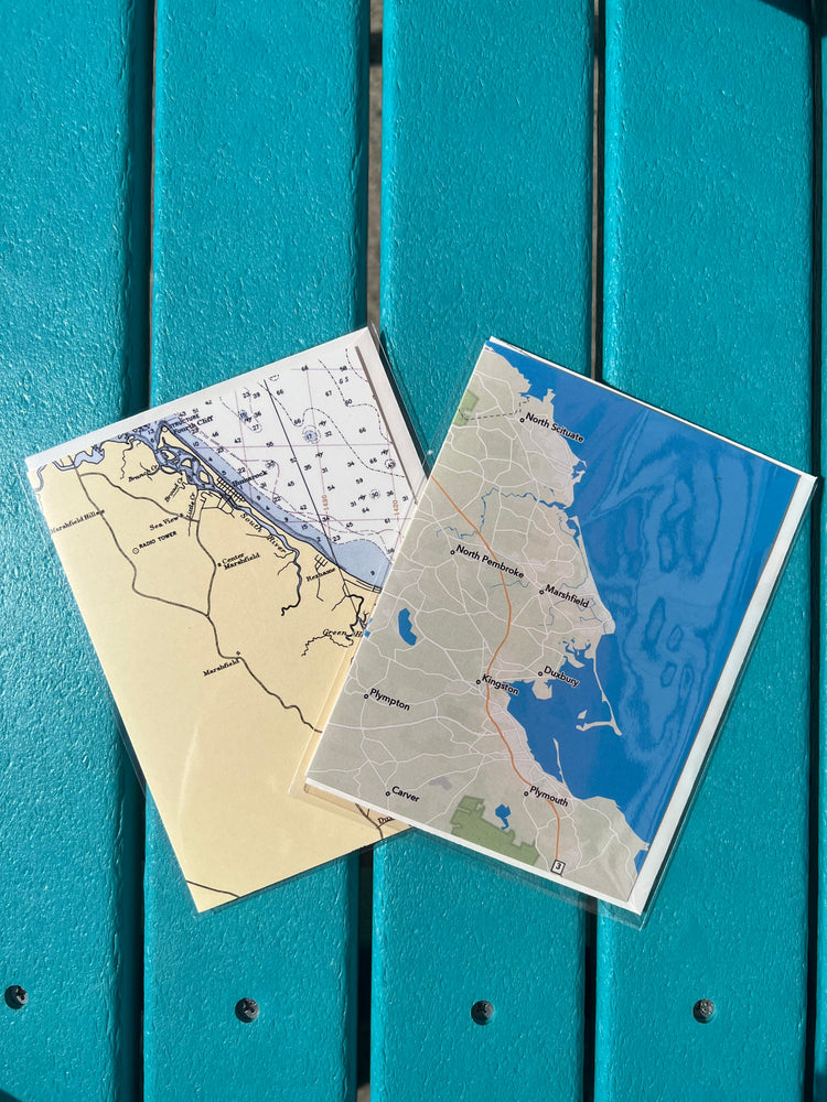 Marshfield Nautical Map Greeting Cards