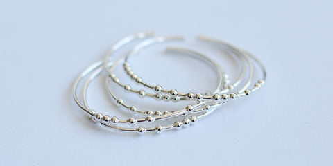 Sterling Silver Morse Code Bracelets stacked