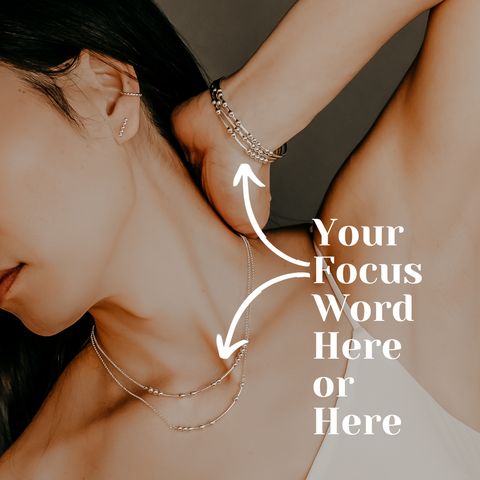 Woman wearing Morse Code Focus Word Bracelets and Necklaces