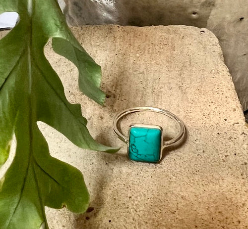 Square Turquoise Signet Ring for Men Sterling Silver – Boho Magic Jewelry