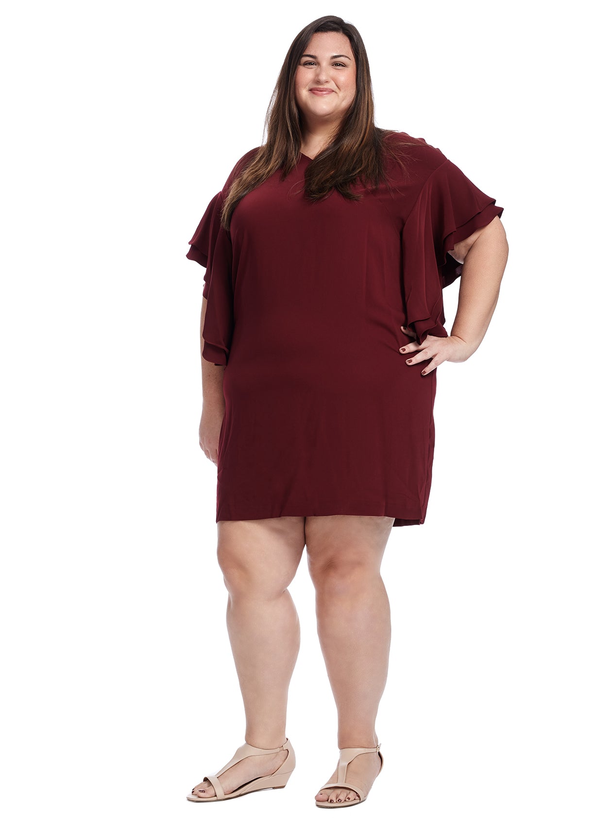Ruffle Sleeve Shift Dress | Lauren 