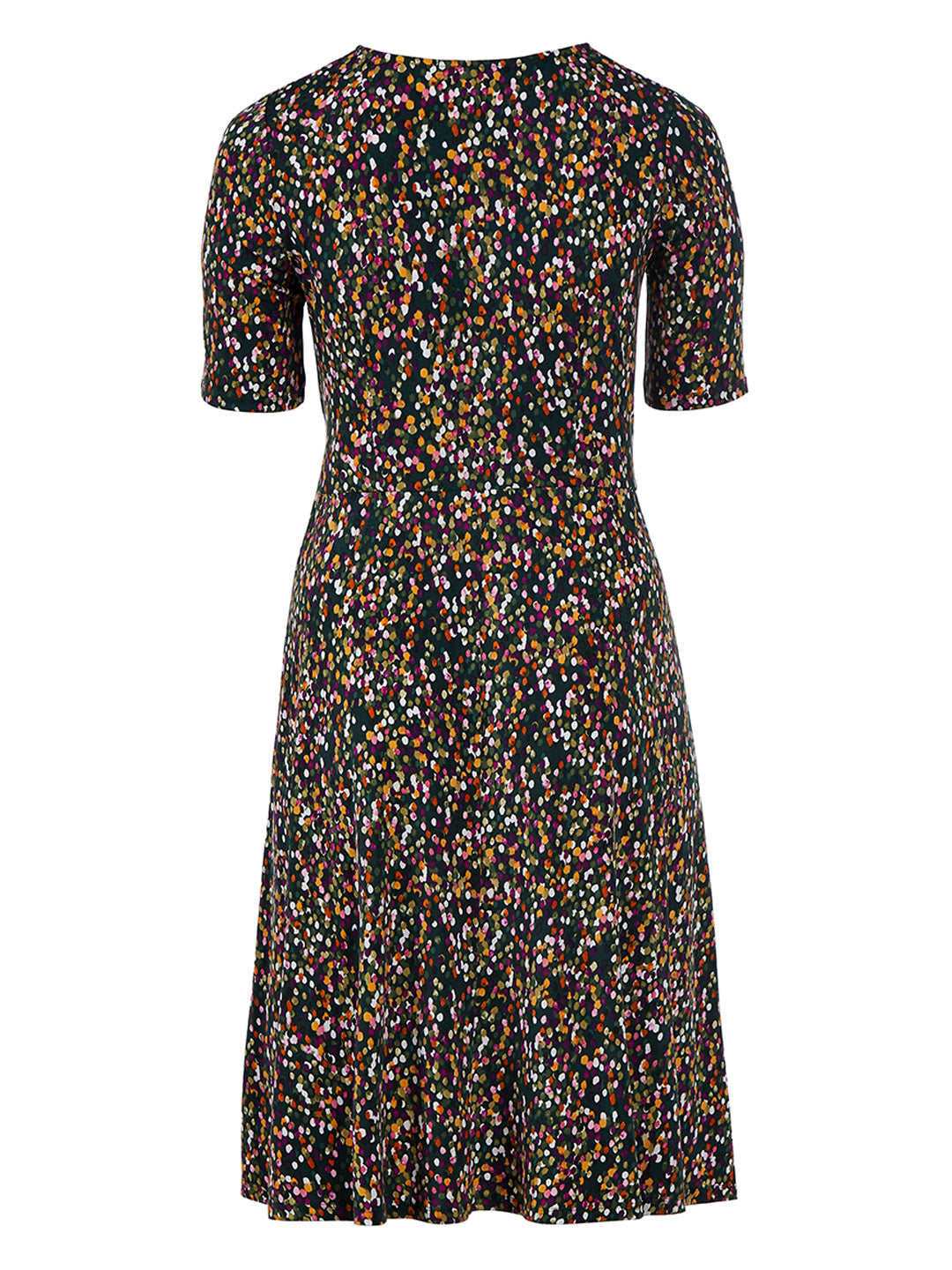 Abstract Dot Key Hole Side Tie Midi Dress