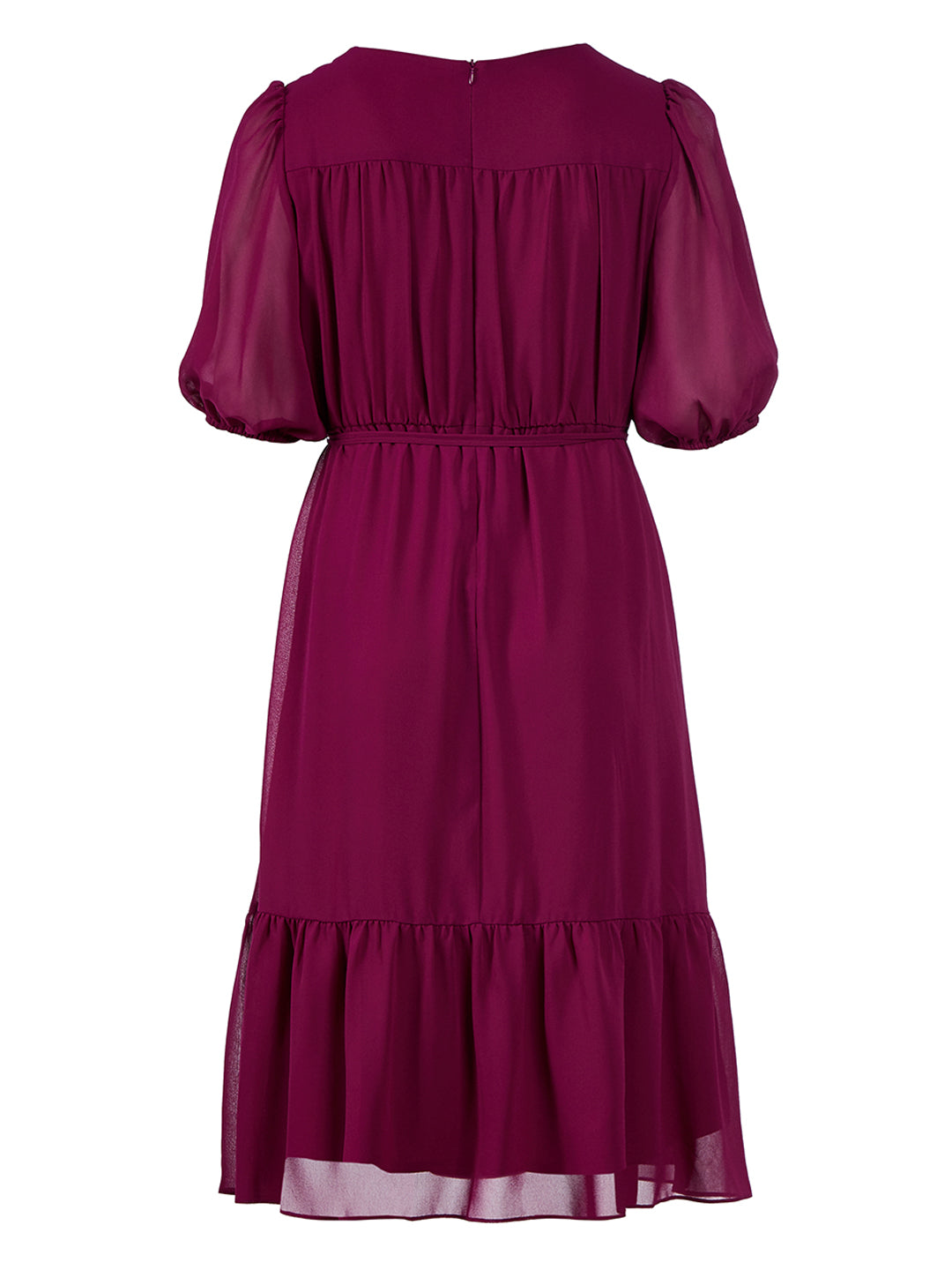 Puff Sleeve Mulberry Blouson Midi Dress