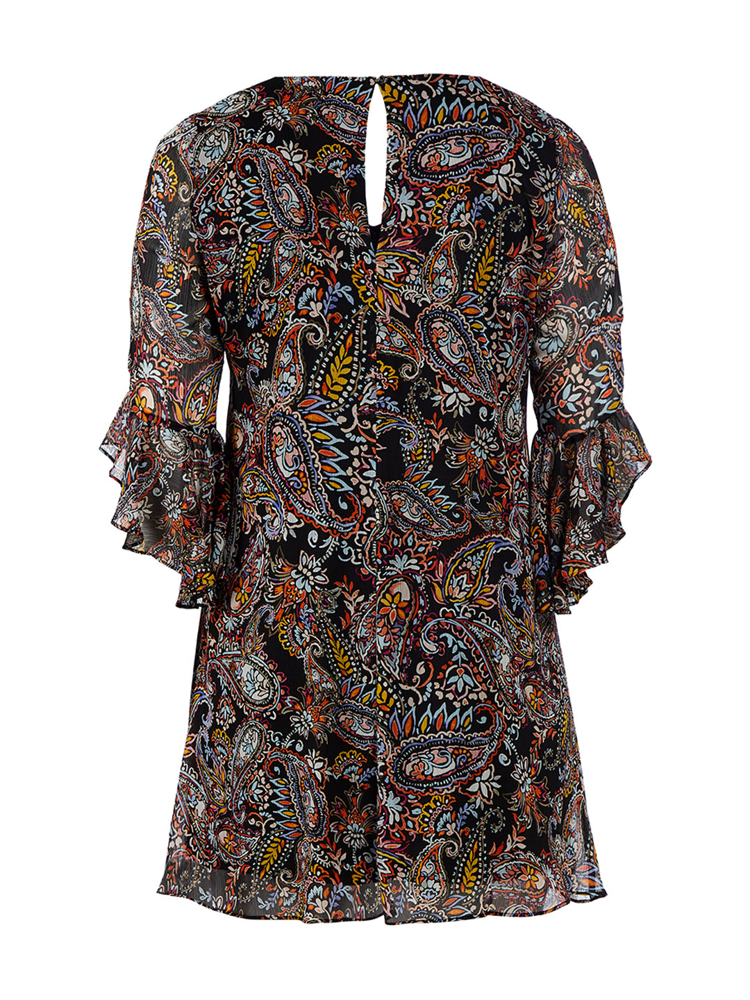 Paisley Print Flutter Sleeve Dress