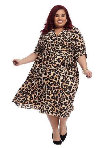 eliza leopard wrap dress