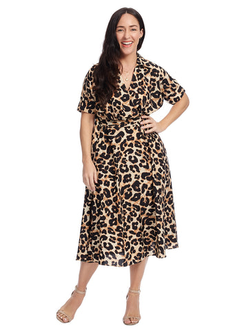 eliza leopard wrap dress