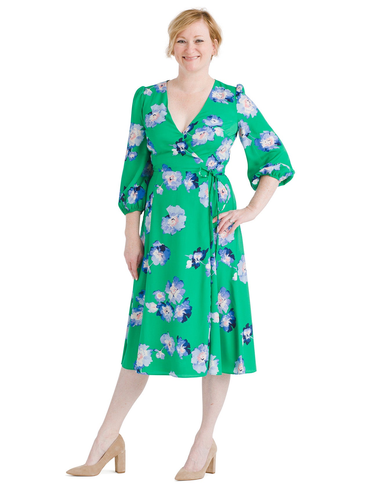 eliza j green floral dress