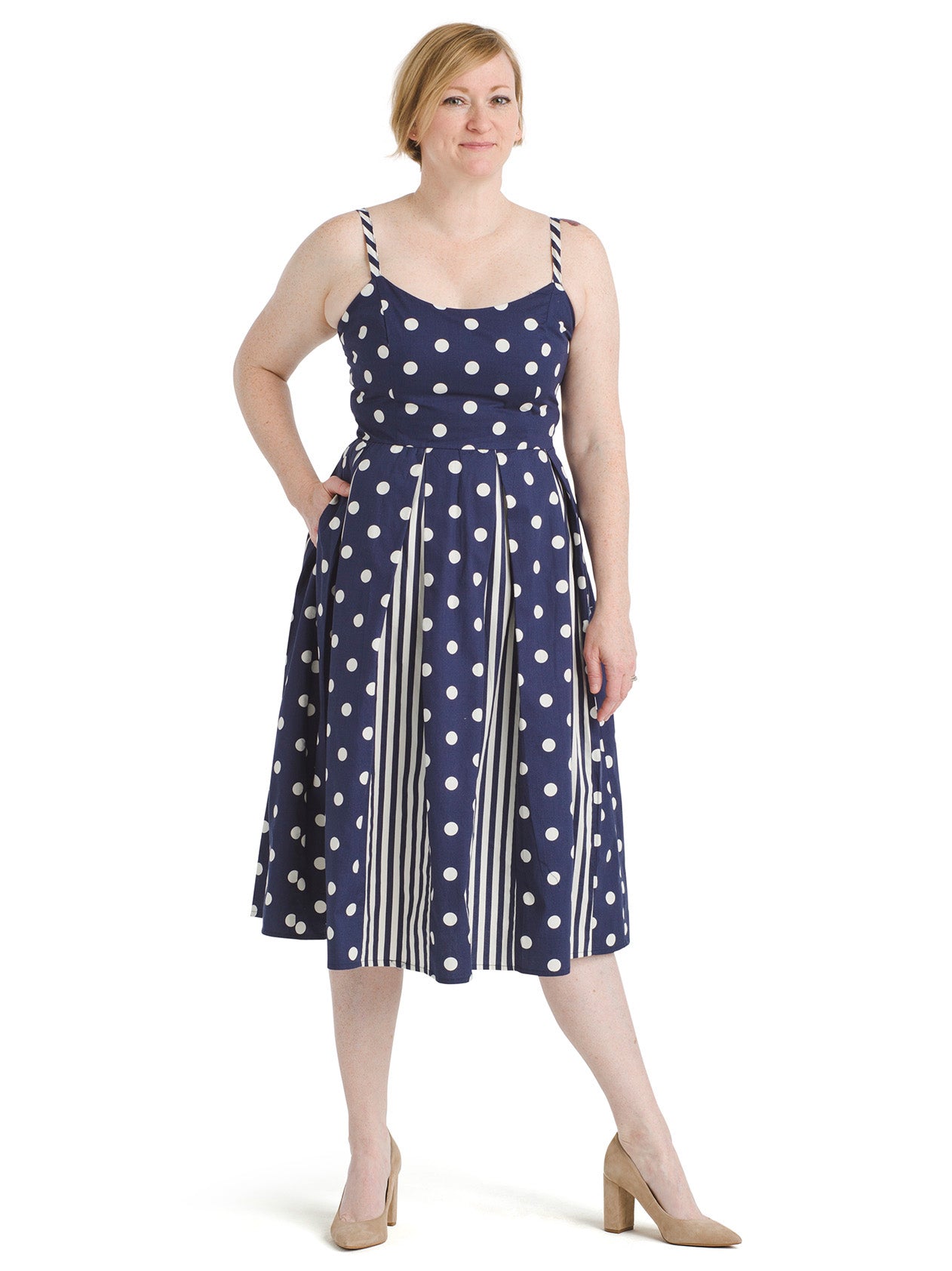 polka dot and stripe dress