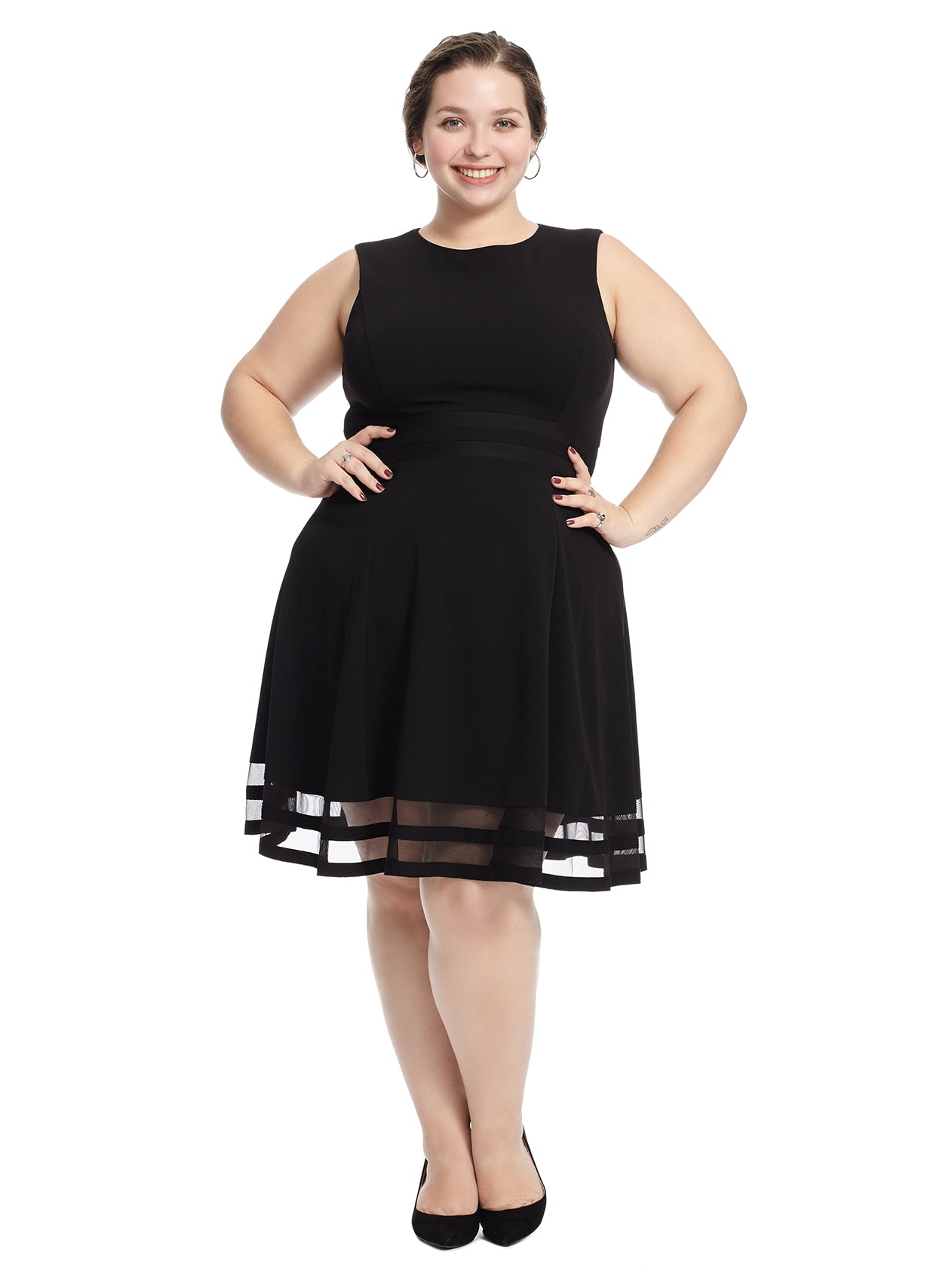 Mesh Hem Black Fit And Flare Dress | Calvin Klein | Gwynnie Bee Rental  Subscription