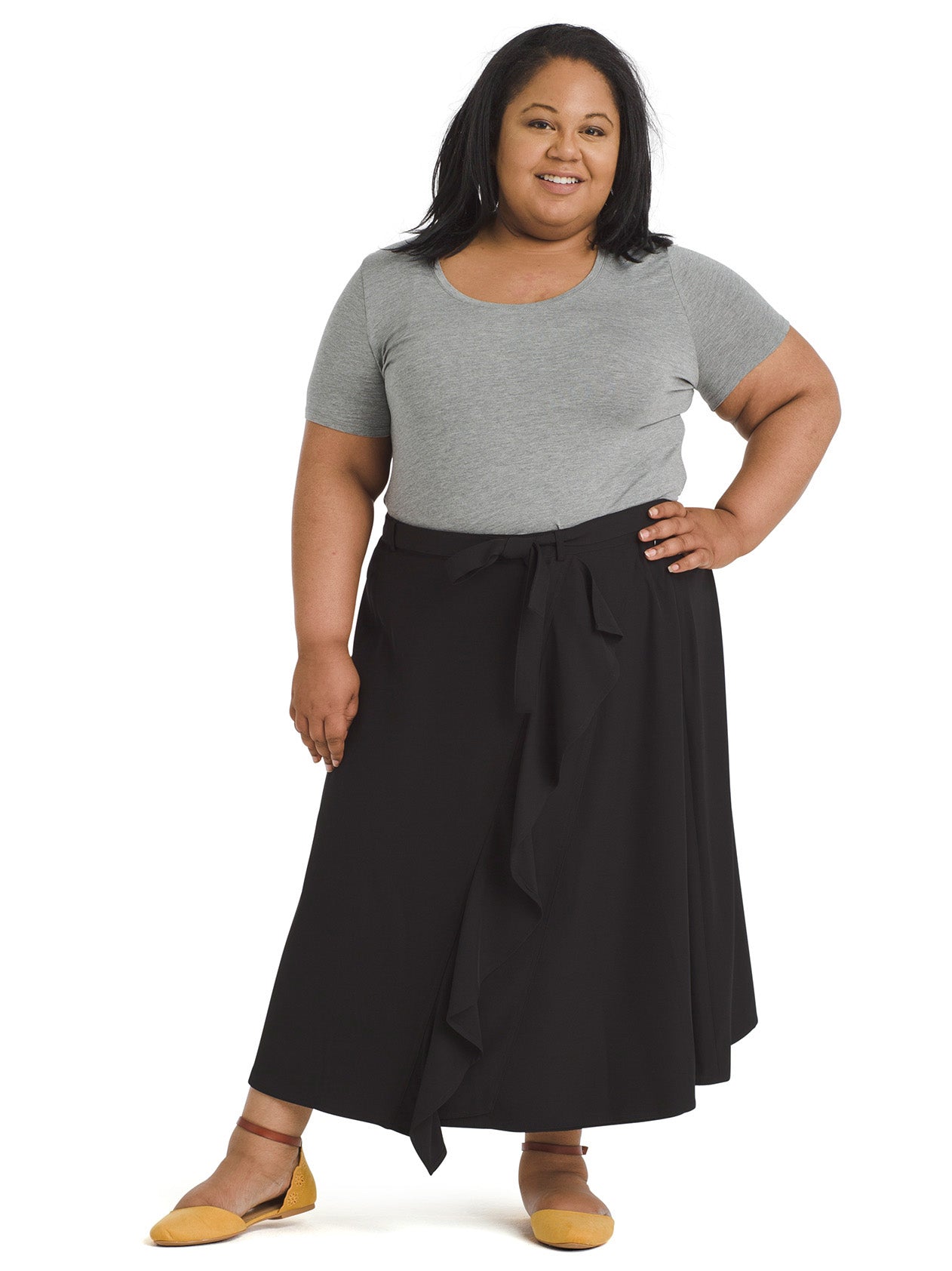 Ruffled Belted Faux Wrap A-Line Skirt | Calvin Klein | Gwynnie Bee Rental  Subscription