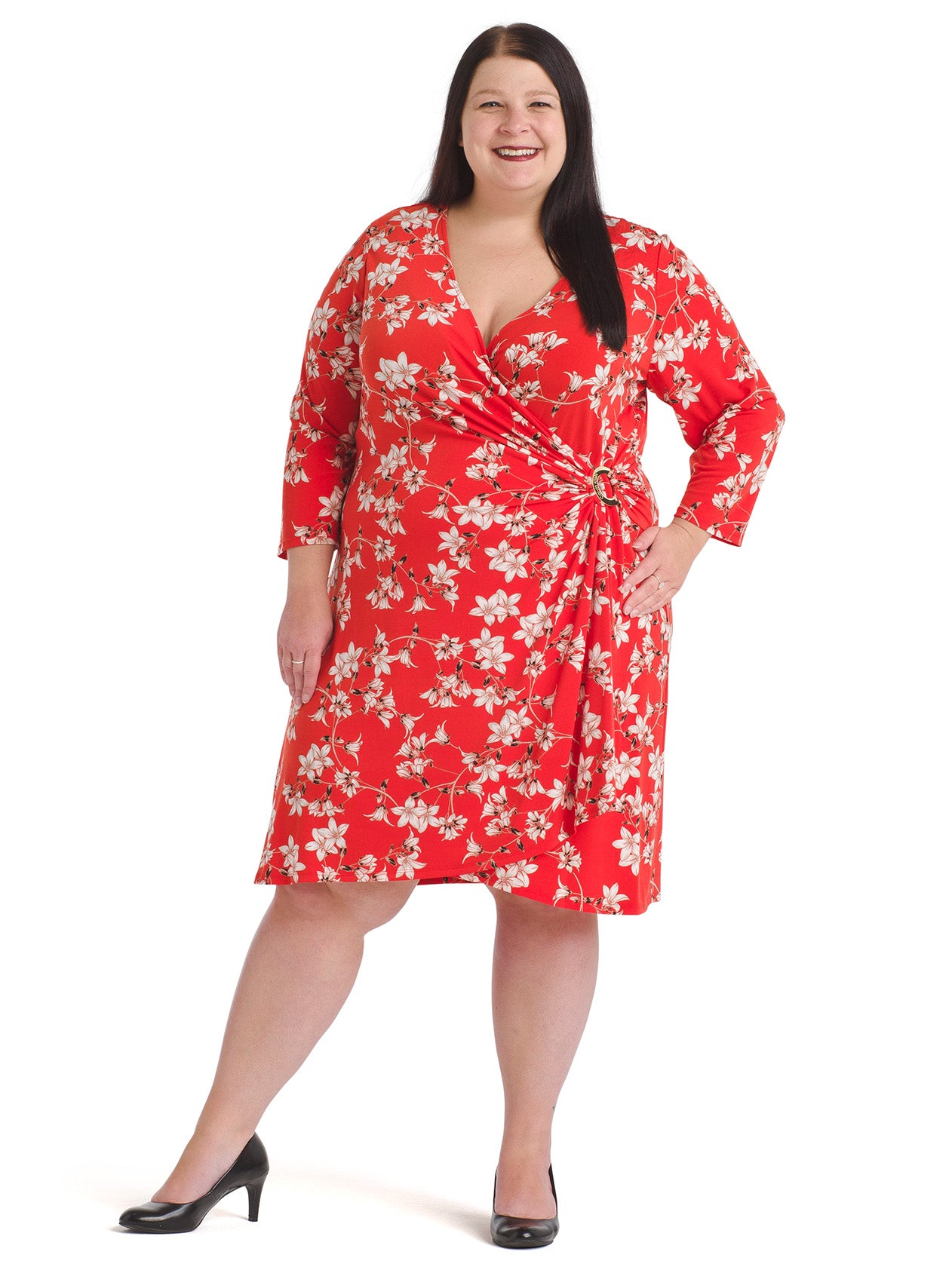 Knit Red Floral Faux Wrap Dress | Calvin Klein | Gwynnie Bee Rental  Subscription