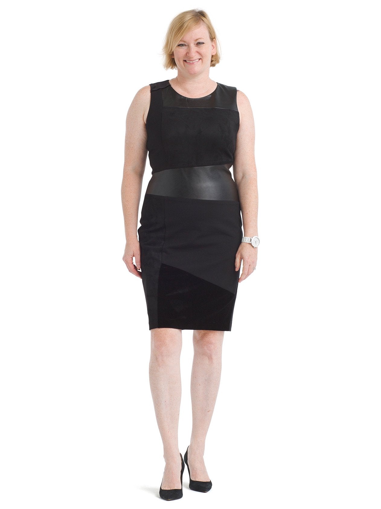 Faux Suede Patchwork Sheath Dress | Calvin Klein | Gwynnie Bee Rental  Subscription