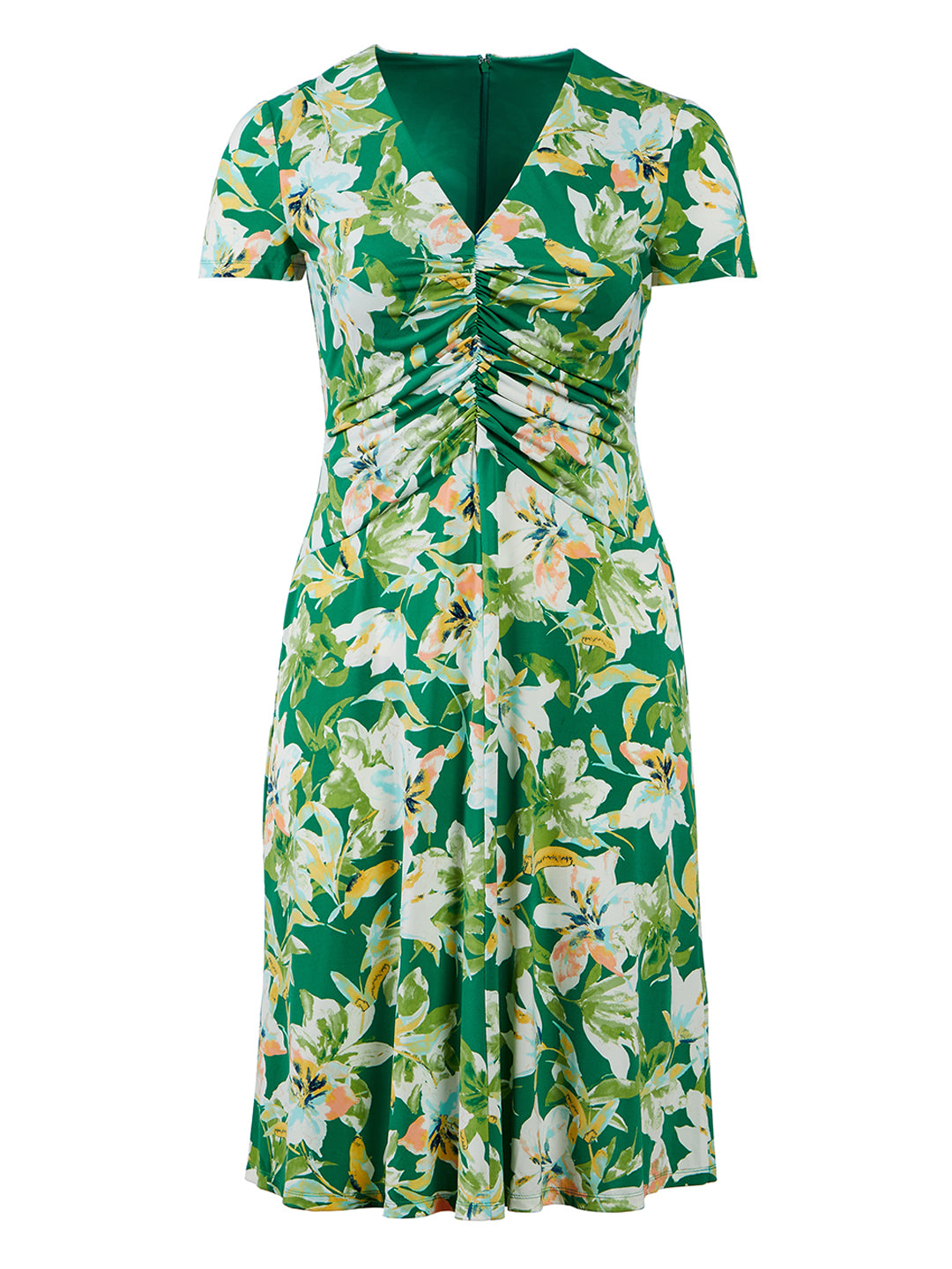 Maggy London Floral Print Poplin Short Sleeve Midi Dress