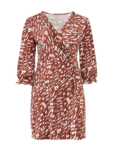 Leota Plus Blouson Sleeve Faux Wrap Dress