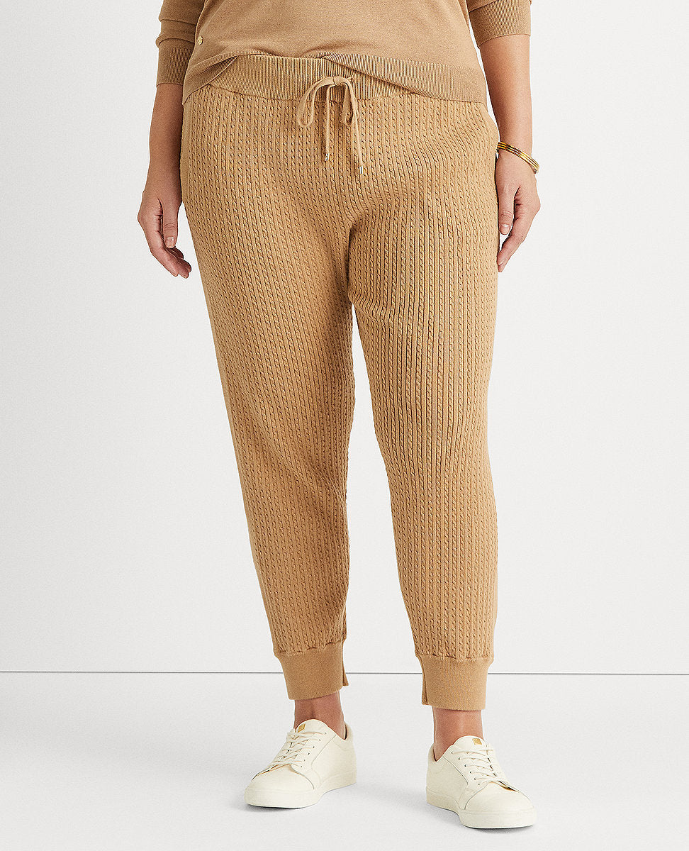 Woman Cable-Knit Jogger Pant In Beige, Lauren Ralph Lauren