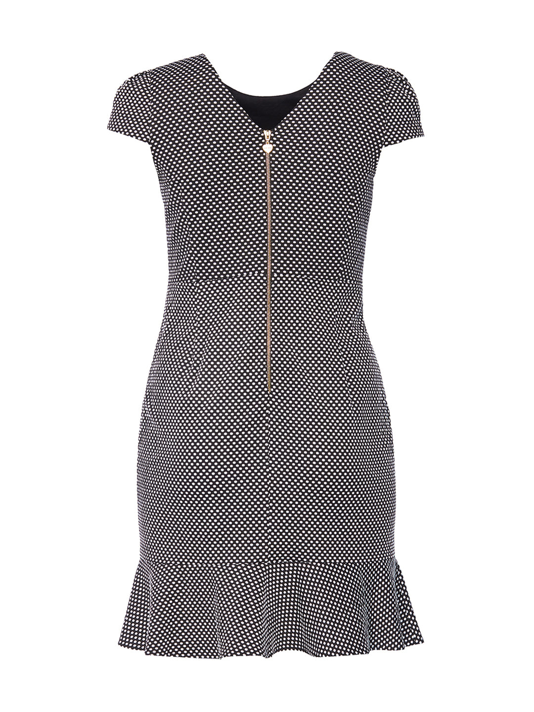 polka dot ruffle hem dress