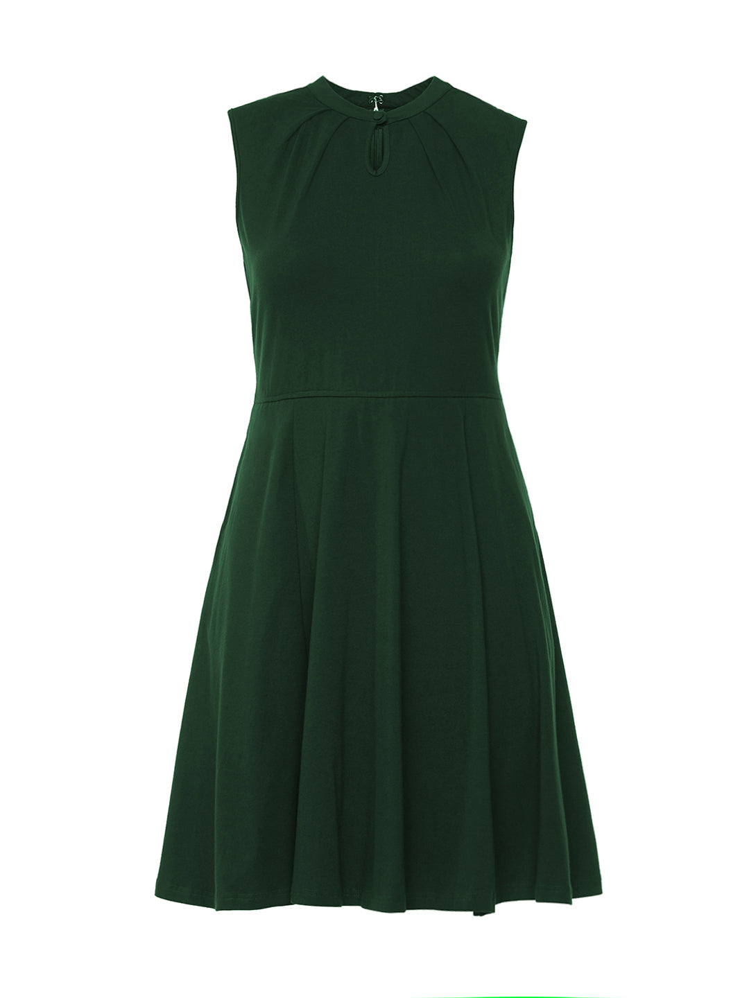 green fit flare dress