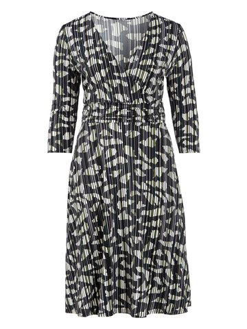 Geo border tie sales neck dress