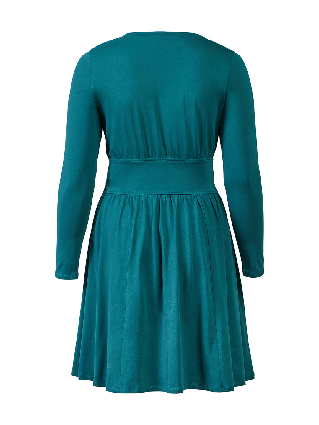 Banded Waist Teal Fit-And-Flare Dress, eShakti