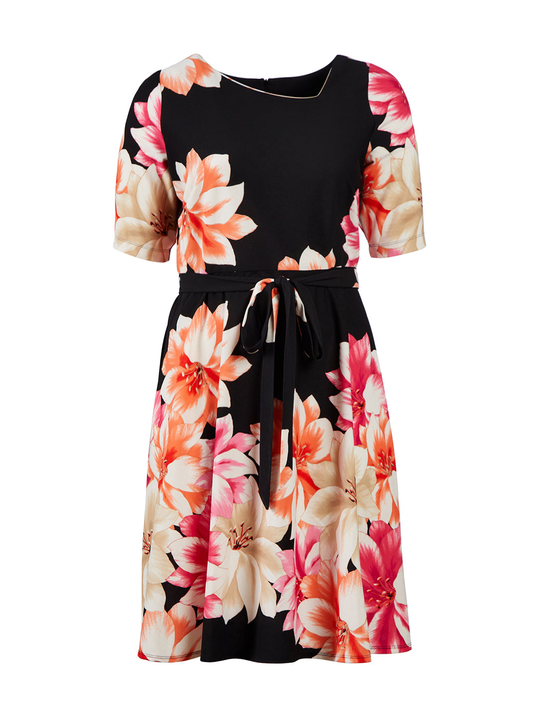 Black Floral Elbow Sleeve Fit-And-Flare Dress | Maison Tara | Gwynnie Bee  Rental Subscription