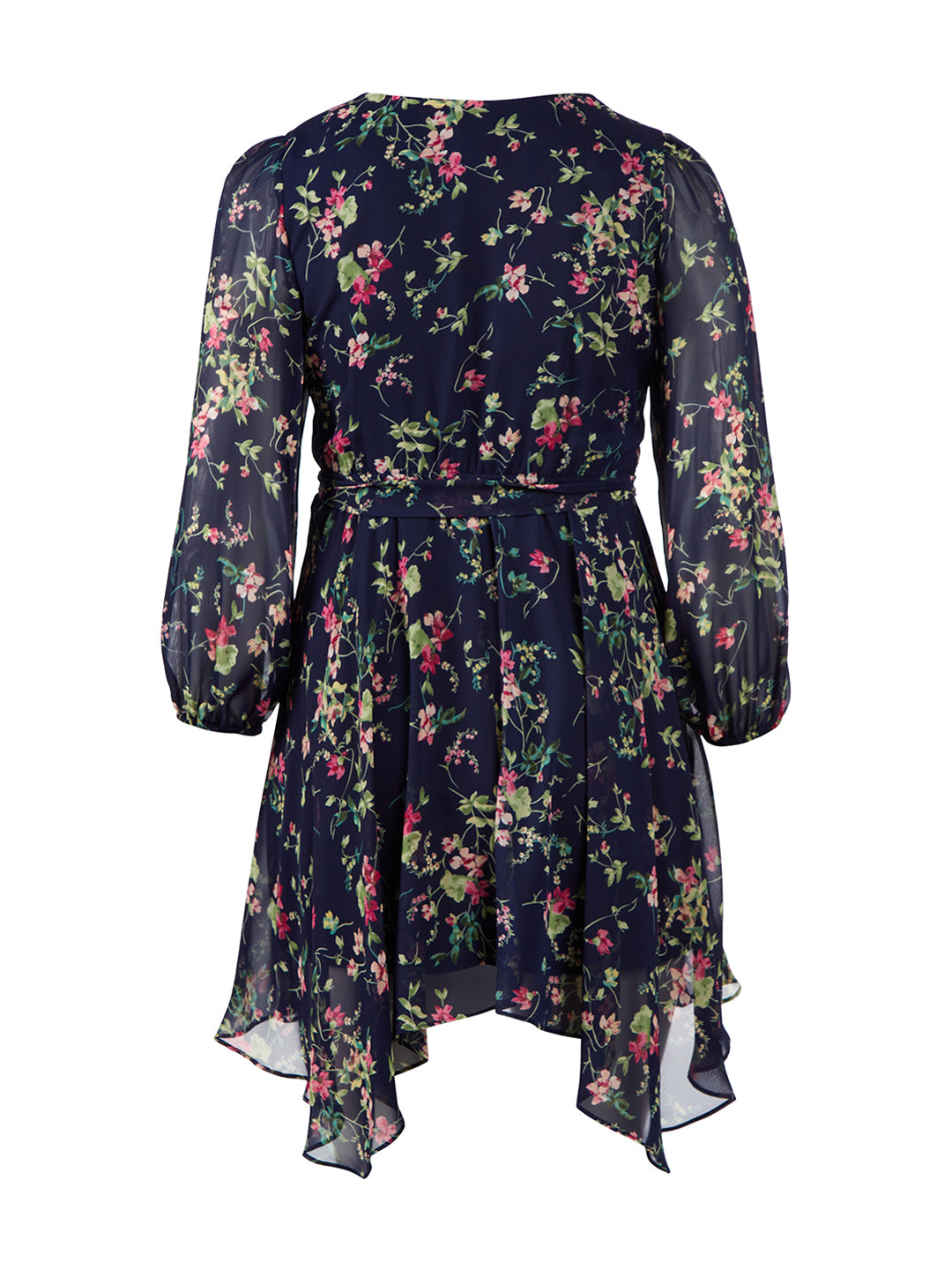 Navy Floral Handkerchief Hem Fit And Flare Dress Taylor Dresses