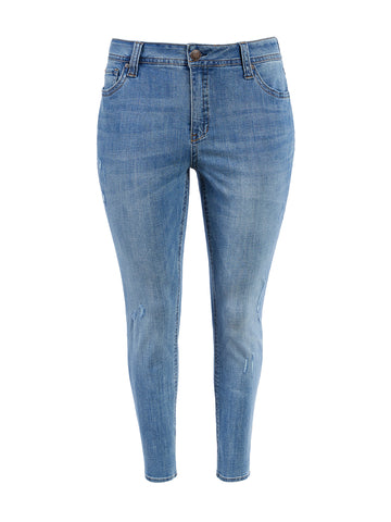 DTT Katy Curve Plus Size High Waisted Cropped Straight Jeans Light