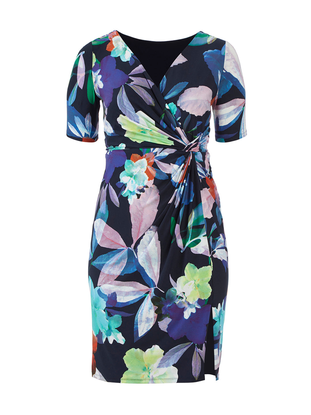 Abstract Dark Floral Fit And Flare Dress Adrianna Papell