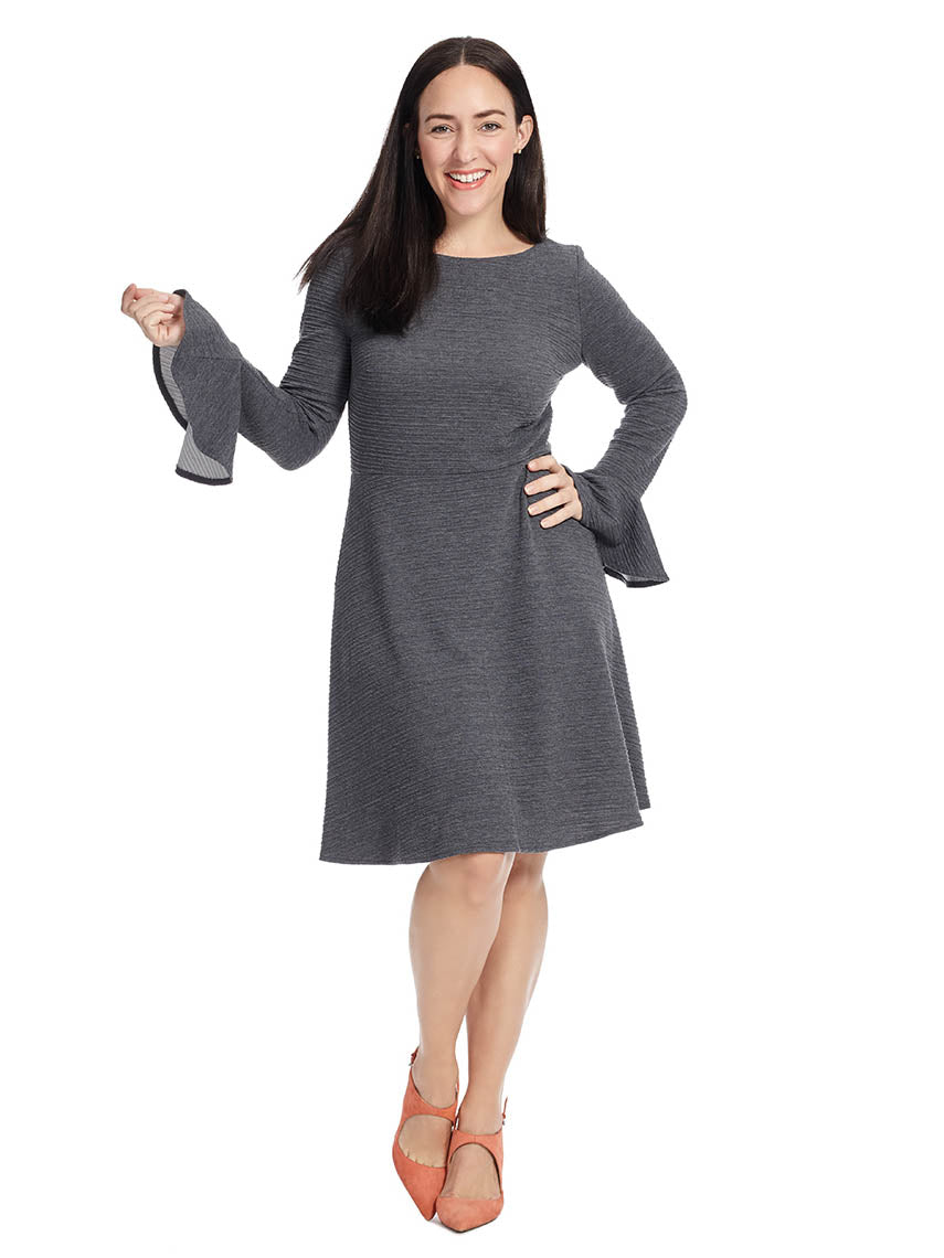 bell sleeve fit & flare dress