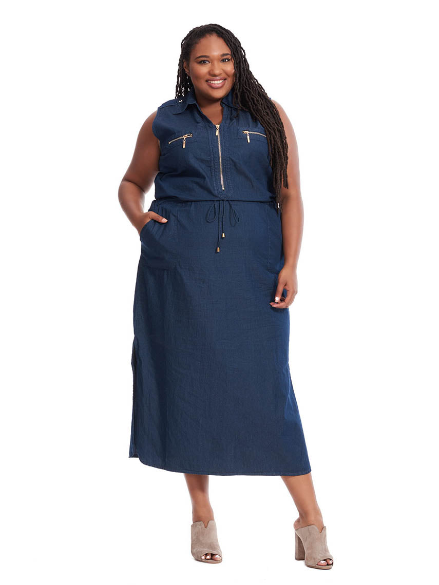 Petite Denim Maxi Shirt Dress | Karen Millen