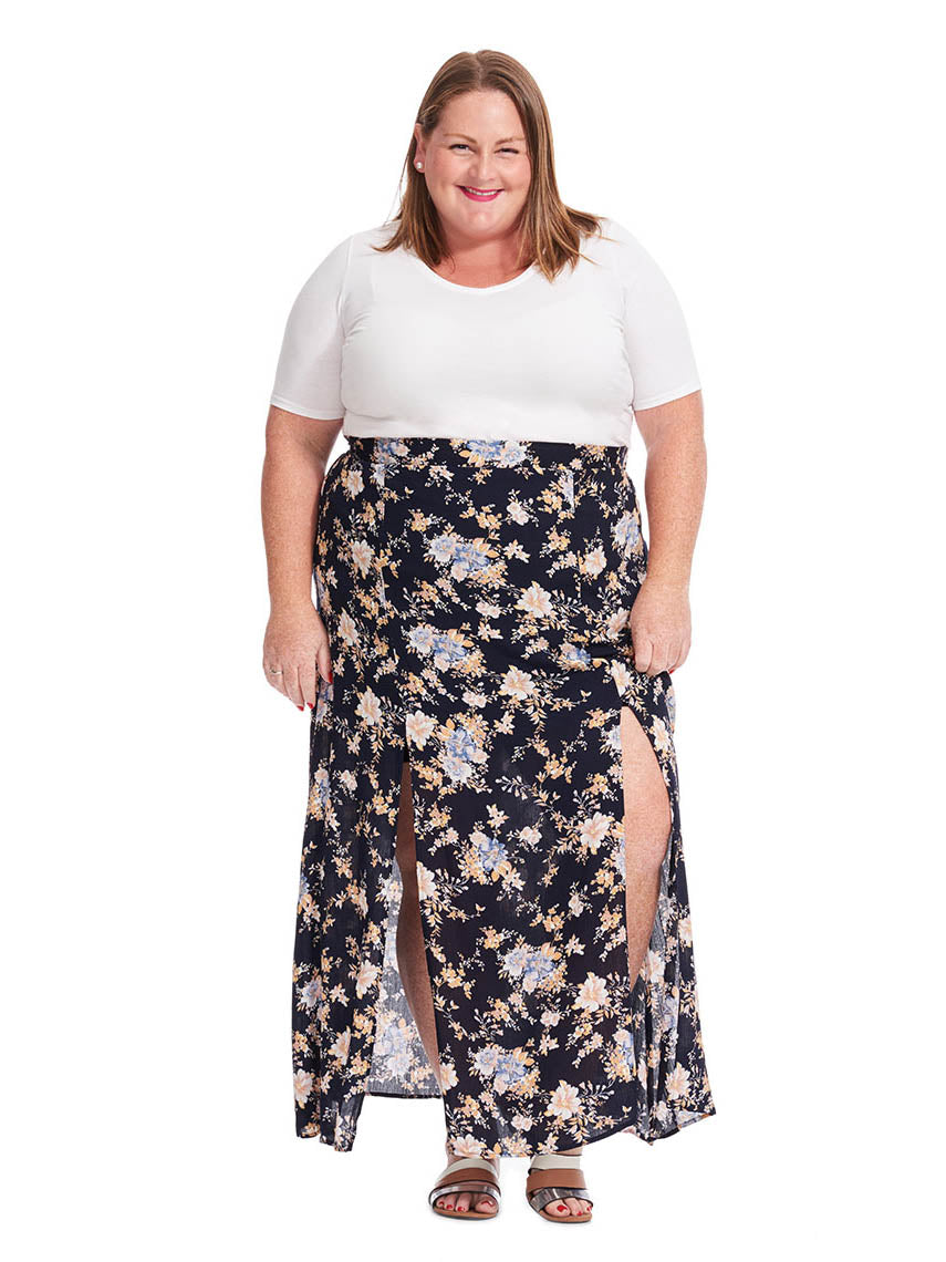 black floral long skirt