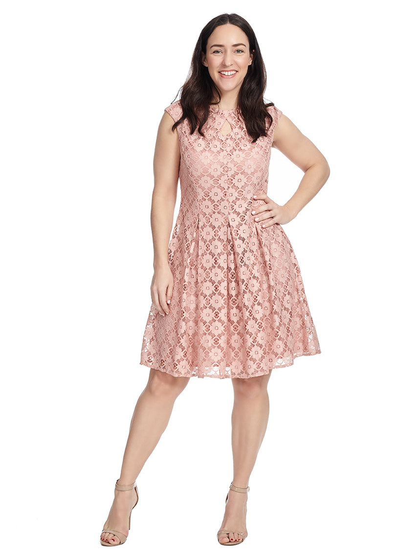 dusky pink lace dress