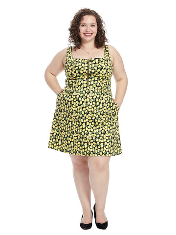Lemon Print Fit And Flare Dress | Adrianna Papell | Gwynnie Bee Rental ...
