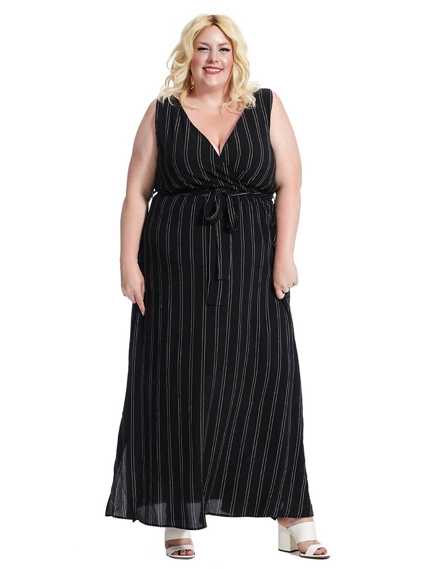 pinstripe maxi dress