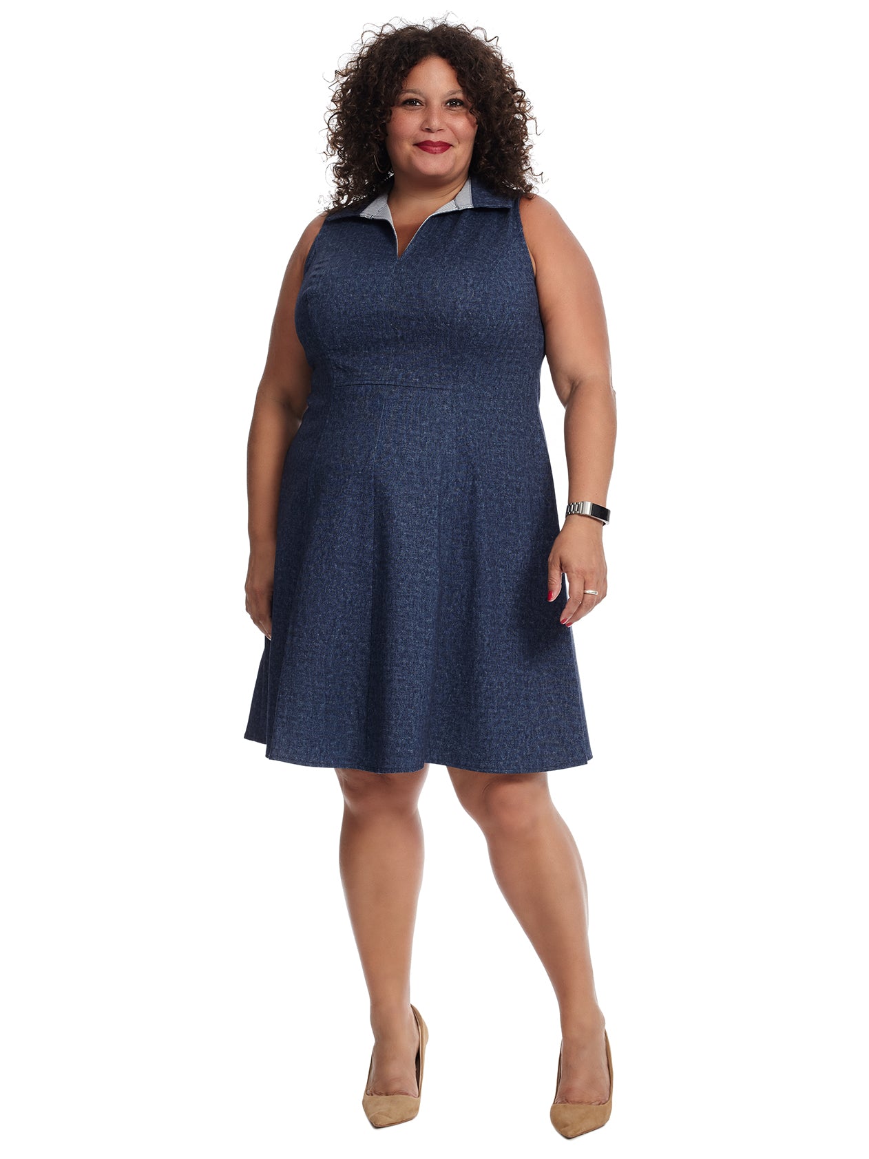 Cinq a Sept Veena Denim Button-Front Fit-&-Flare Midi Dress - Bergdorf  Goodman