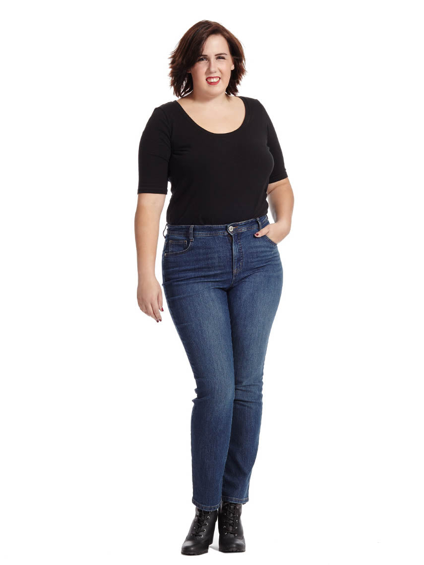 tummy control straight leg jeans