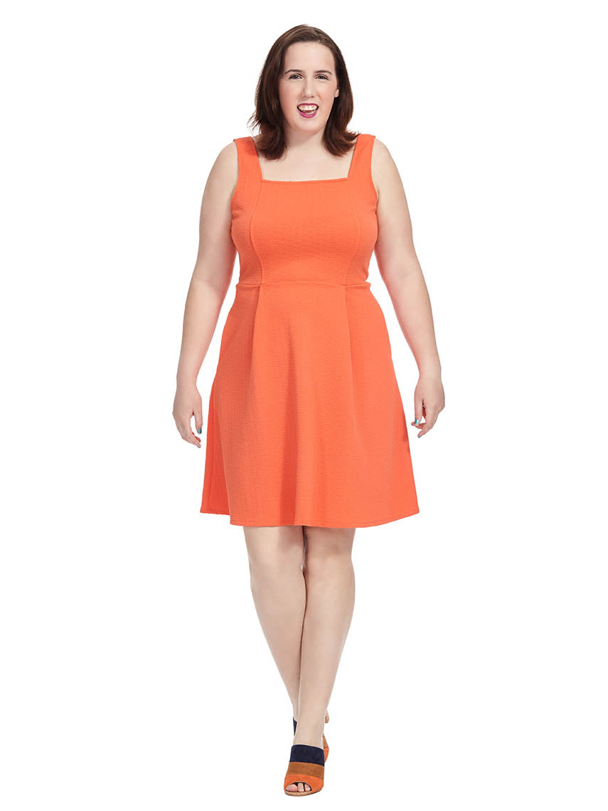 orange flare dress